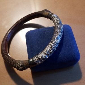 Silver and wood bracelet
